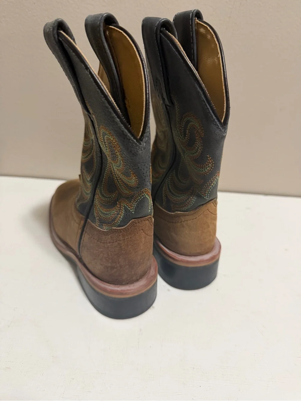 Smoky Mountain Boys Cowboy Boots Brown Navy Embroidered Size 9R